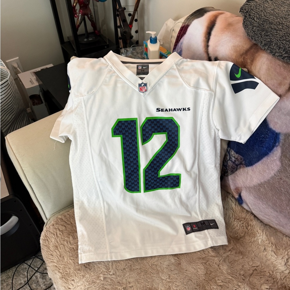 Seattle Seahawks White and Green Jersey